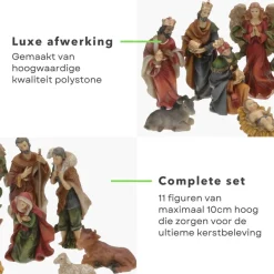 Cheqo ® Kerststal Figuren - Kerststalfiguren - Kerstgroep - Kerstbeeldjes - 11-Delig Hot