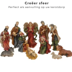 Cheqo ® Kerststal Figuren - Kerststalfiguren - Kerstgroep - Kerstbeeldjes - 11-Delig Hot