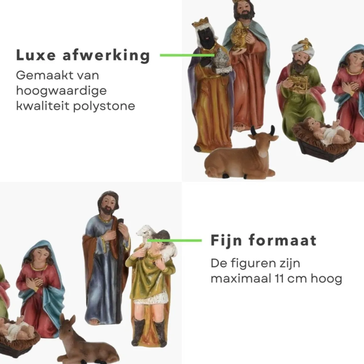 Cheqo ® Kerststal Figuren - Kerststalfiguren - Kerstgroep - Kerstbeeldjes - 9-Delig Online