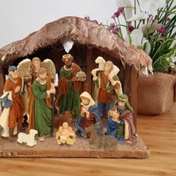 Cheqo ® Kerststal Figuren - Kerststalfiguren - Kerstgroep - Kerstbeeldjes - Polystone - 11-Delig New