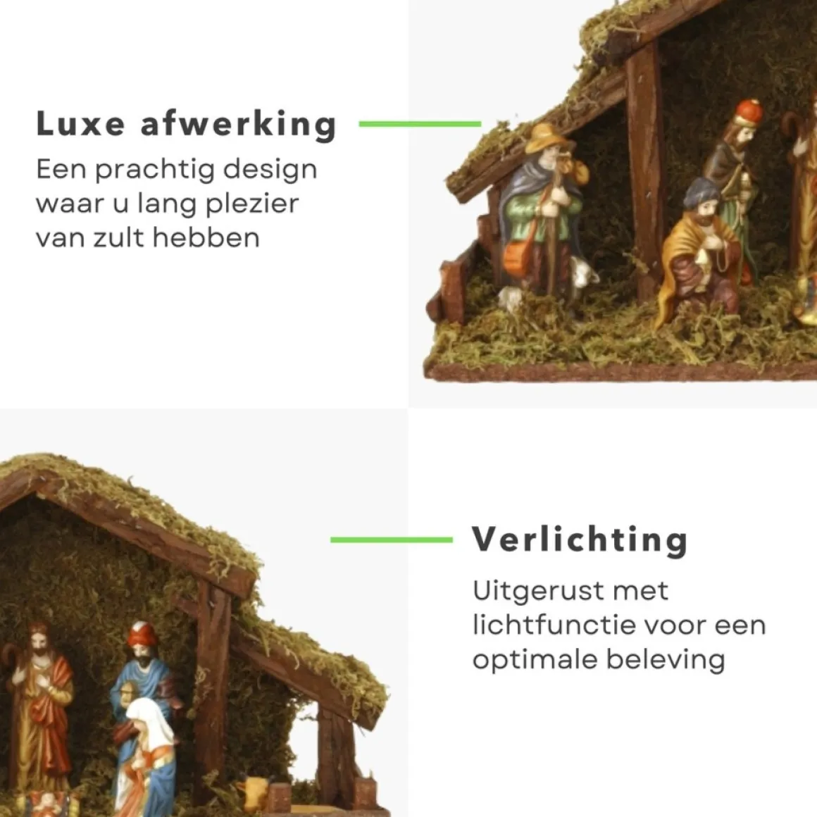 Cheqo ® Kerststal Met 8 Figuren - Kersttafereel - Kerstdorp - 39 X 14 X H22.5Cm Cheap