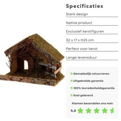 Cheqo ® Kerststal Zonder Figuren - Kersttafereel - Kerstdorp - 32 X 17 X H25Cm Online