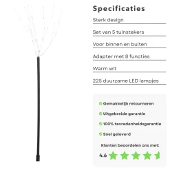 Cheqo Verlichte Kerstfiguren^® Kerst Tuinlantaarn - Tuinlamp Met Grondspies - Tuinverlichting Kerst - Kerstverlichting - Tuinsteker Lamp - 5 Stuks - Met Timer - Op Batterijen