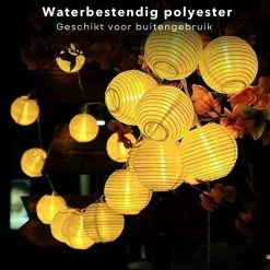 Cheqo Lichtslangen^® Lampionnen Slinger - Feestverlichting - Lichtslang - Lichtslinger Lampion - Lampionnen Met Verlichting - Warm Wit - 10.75 Meter - 20 Lampions