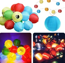 Cheqo Lichtslangen^® Lampionnen Slinger - Feestverlichting - Lichtslang - Lichtslinger Lampion - Lampionnen Met Verlichting - Blauw - 4.75 Meter - 20 Lampions