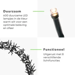 Cheqo ® Lichtgevende Kerstkrans - Kerstring - Kerstverlichting - Kerstdecoratie - 600 Led - O68Cm - 8 Lichtfuncties - Voor Binnen En Buiten Cheap