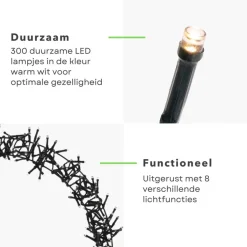 Cheqo ® Lichtgevende Kerstkrans - Kerstring - Kerstverlichting - Kerstdecoratie - 300 Led - O38Cm - 8 Lichtfuncties - Voor Binnen En Buiten New
