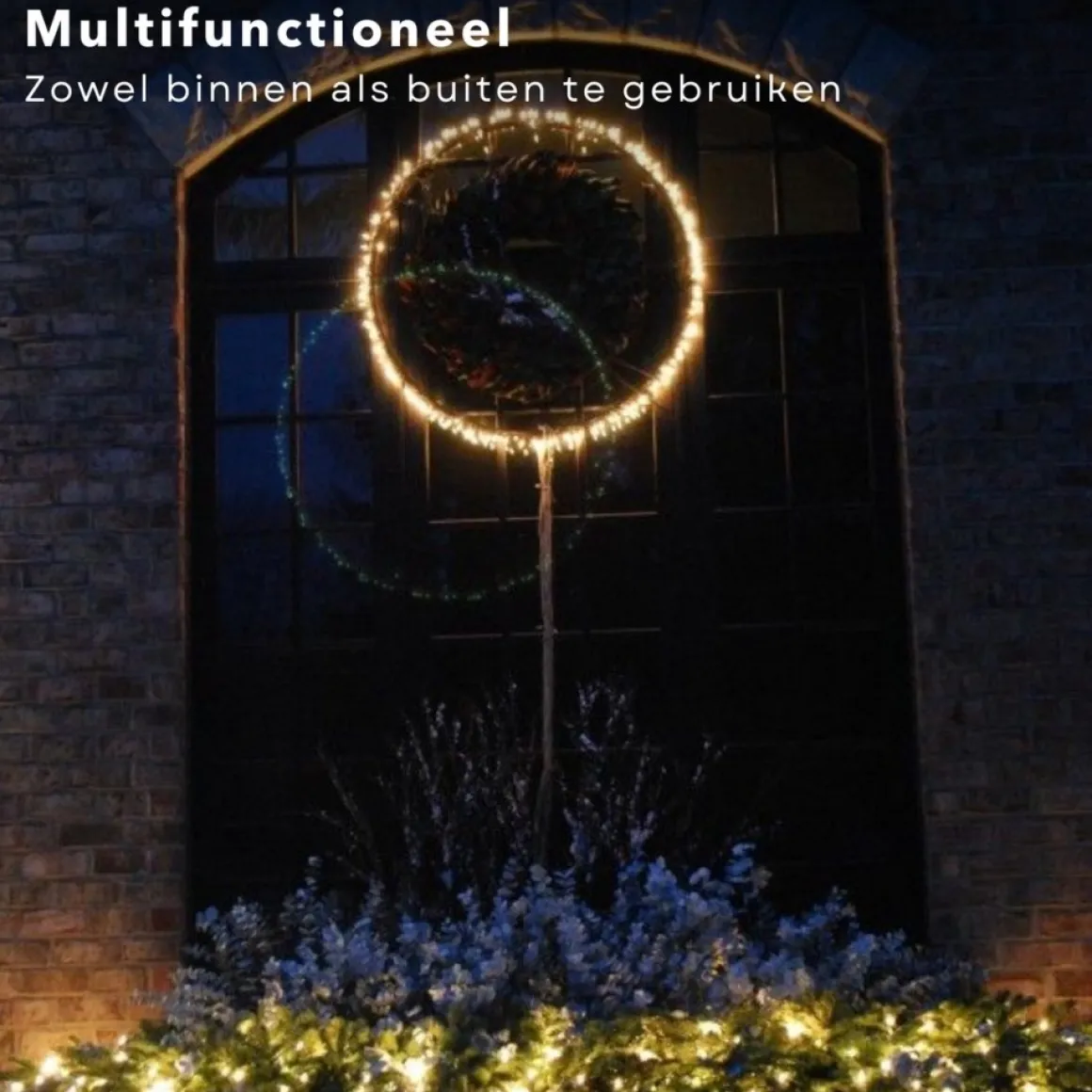 Cheqo ® Lichtgevende Kerstkrans - Kerstring - Kerstverlichting - Kerstdecoratie - 300 Led - O38Cm - 8 Lichtfuncties - Voor Binnen En Buiten New