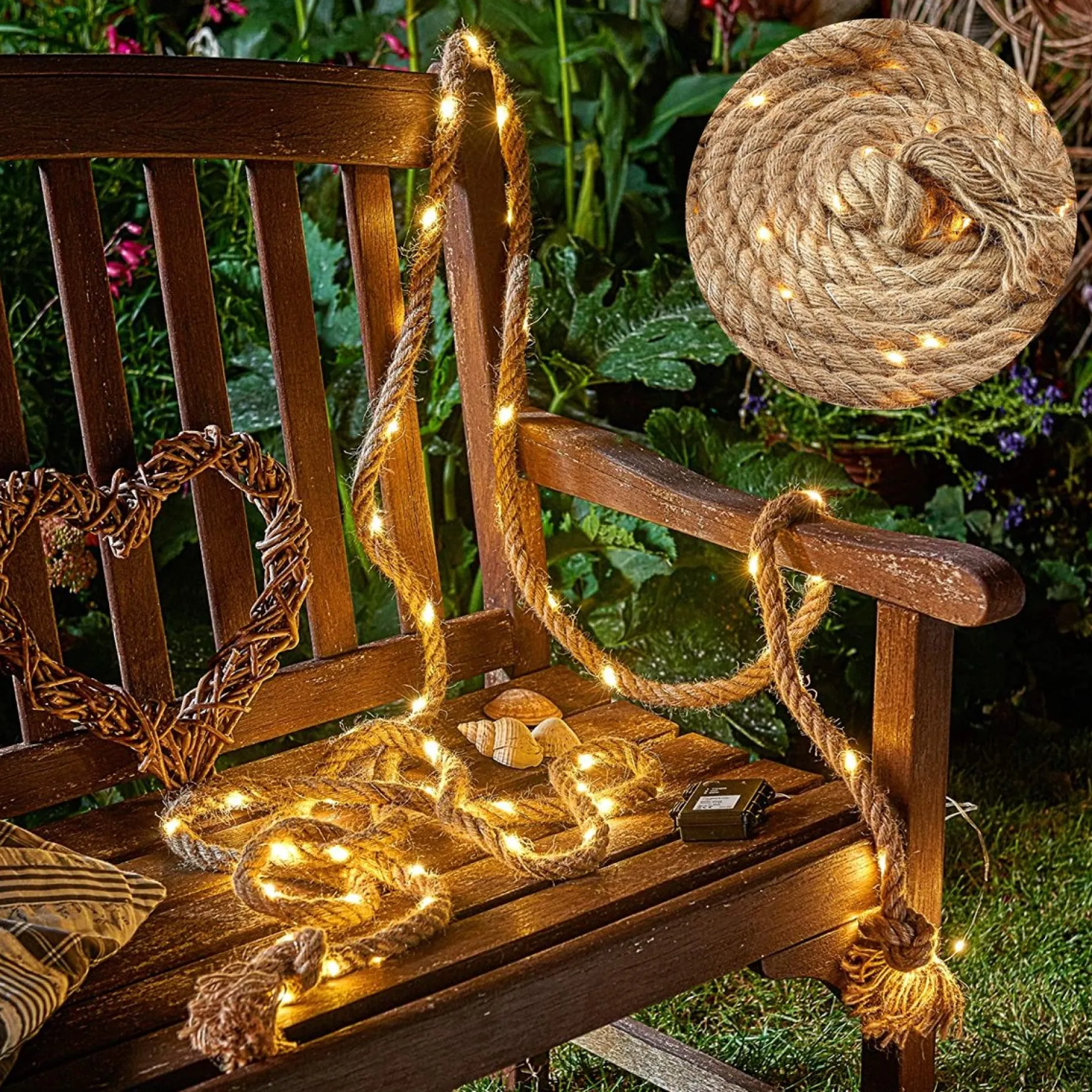 Cheqo Lichtslangen^® Lichtslang Van Jute - Jute Touw - Touw Met Led - Lichtsnoer Touw - Touwverlichting - Kerstverlichting - 3 Meter - Op Batterijen