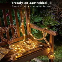 Cheqo Lichtslangen^® Lichtslang Van Jute - Jute Touw - Touw Met Led - Lichtsnoer Touw - Touwverlichting - Kerstverlichting - 3 Meter - Op Batterijen