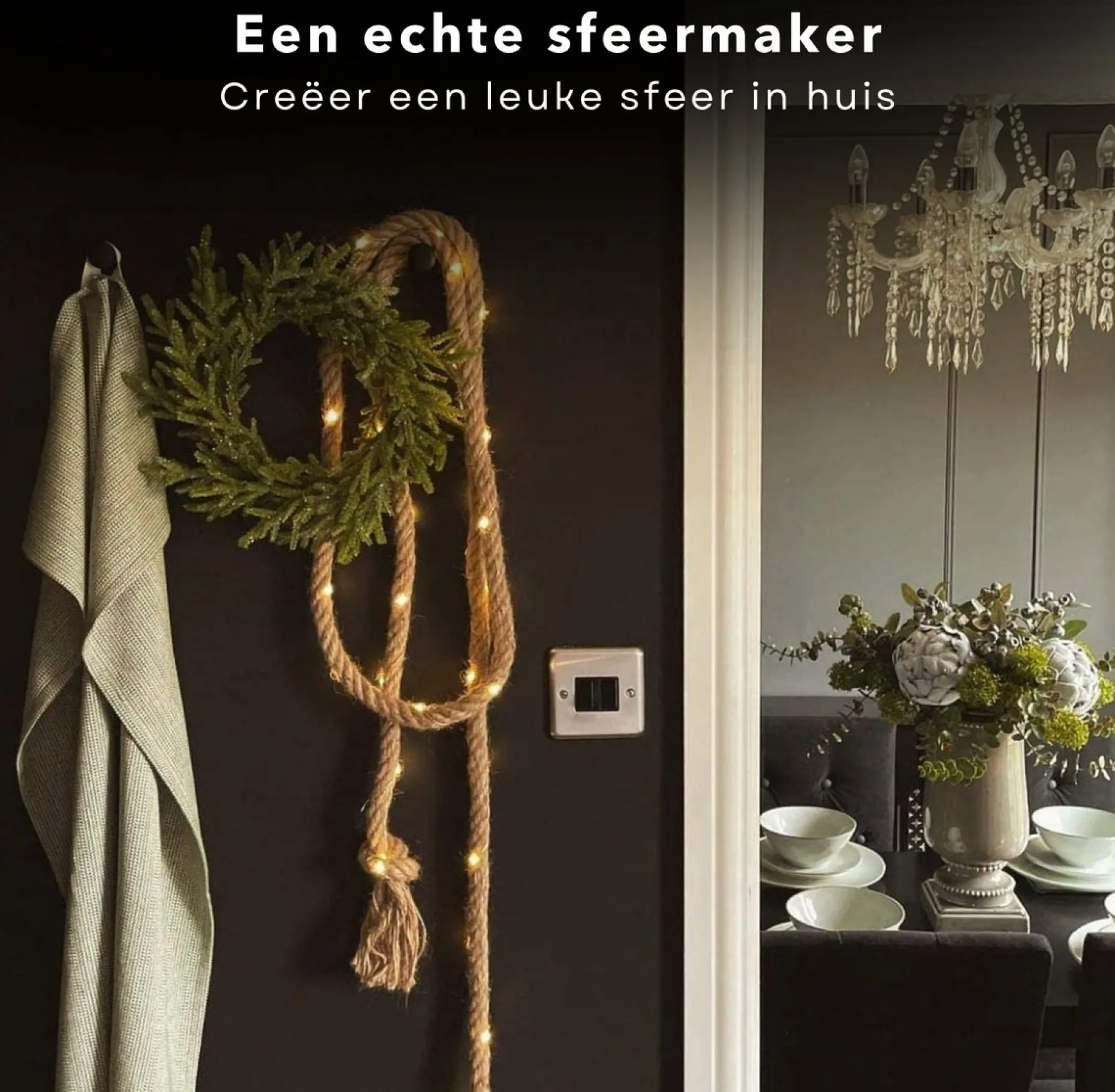 Cheqo Lichtslangen^® Lichtslang Van Jute - Jute Touw - Touw Met Led - Lichtsnoer Touw - Touwverlichting - Kerstverlichting - 3 Meter - Op Batterijen
