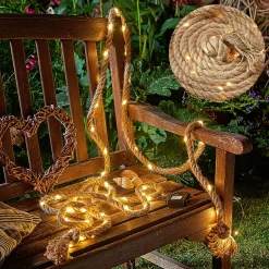 Cheqo Lichtslangen^® Lichtslang Van Jute - Jute Touw - Touw Met Led - Lichtsnoer Touw - Touwverlichting - Kerstverlichting - 1.50 Meter - Op Batterijen