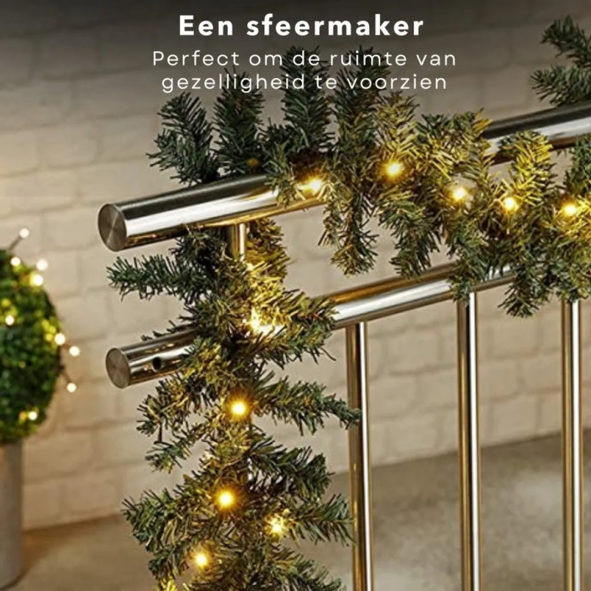 Cheqo ® Xl Guirlande Met Kerstverlichting - Kerstlampjes - Kerstslinger - Warm Wit - 270Cm - 150 Takjes - 35 Led - Met Timer Functie Outlet