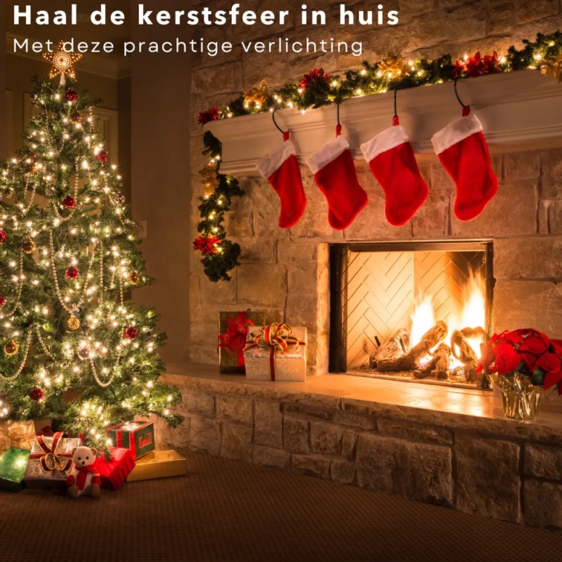 Cheqo ® Xl Guirlande Met Kerstverlichting - Kerstlampjes - Kerstslinger - Warm Wit - 270Cm - 150 Takjes - 35 Led - Met Timer Functie Outlet