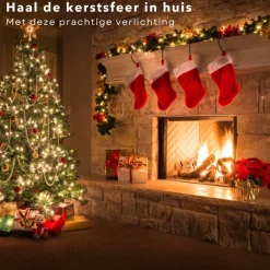 Cheqo ® Xl Guirlande Met Kerstverlichting - Kerstlampjes - Kerstslinger - Warm Wit - 270Cm - 150 Takjes - 35 Led - Met Timer Functie Store