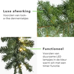 Cheqo ® Xl Guirlande Met Kerstverlichting - Kerstlampjes - Kerstslinger - Warm Wit - 270Cm - 150 Takjes - 35 Led - Met Timer Functie Store