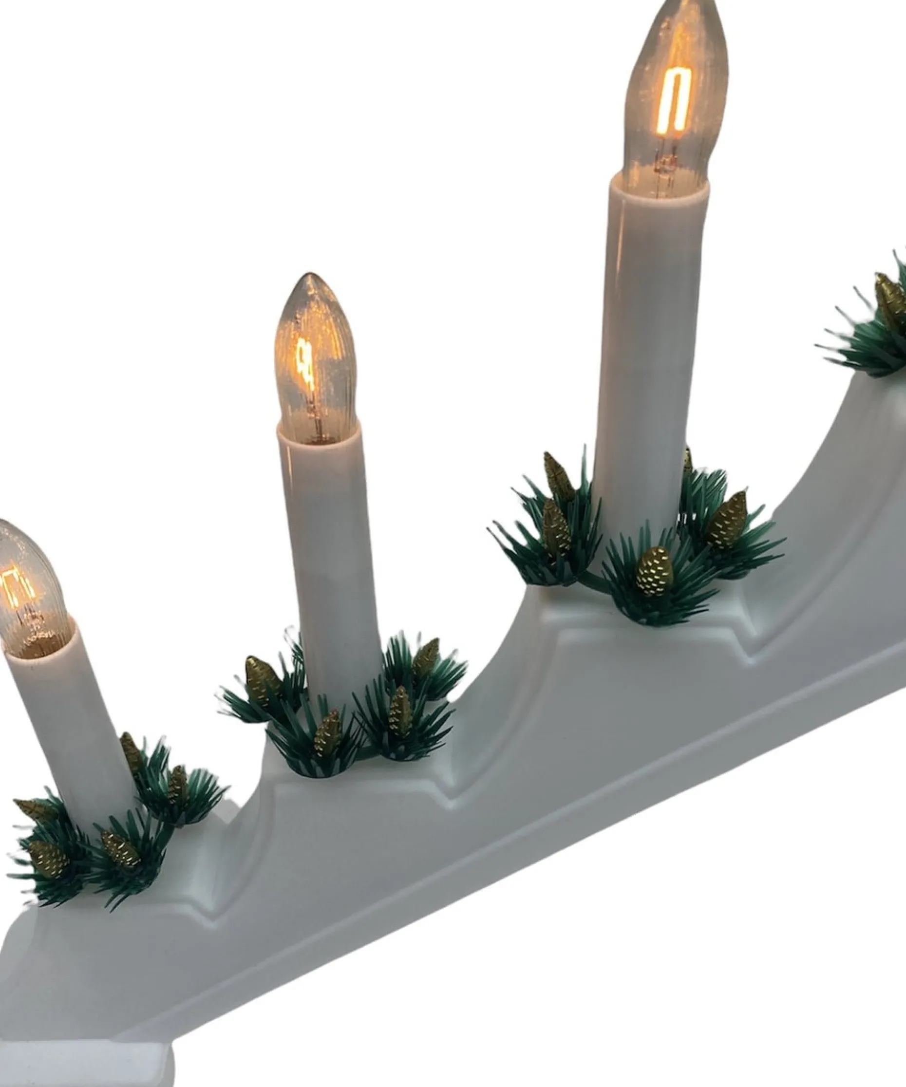 Christmas Decoration Verlichte Kerstfiguren^ Kaarsenbrug - 41 X 6 X 30 Cm -Hout - Wit -7 Leds
