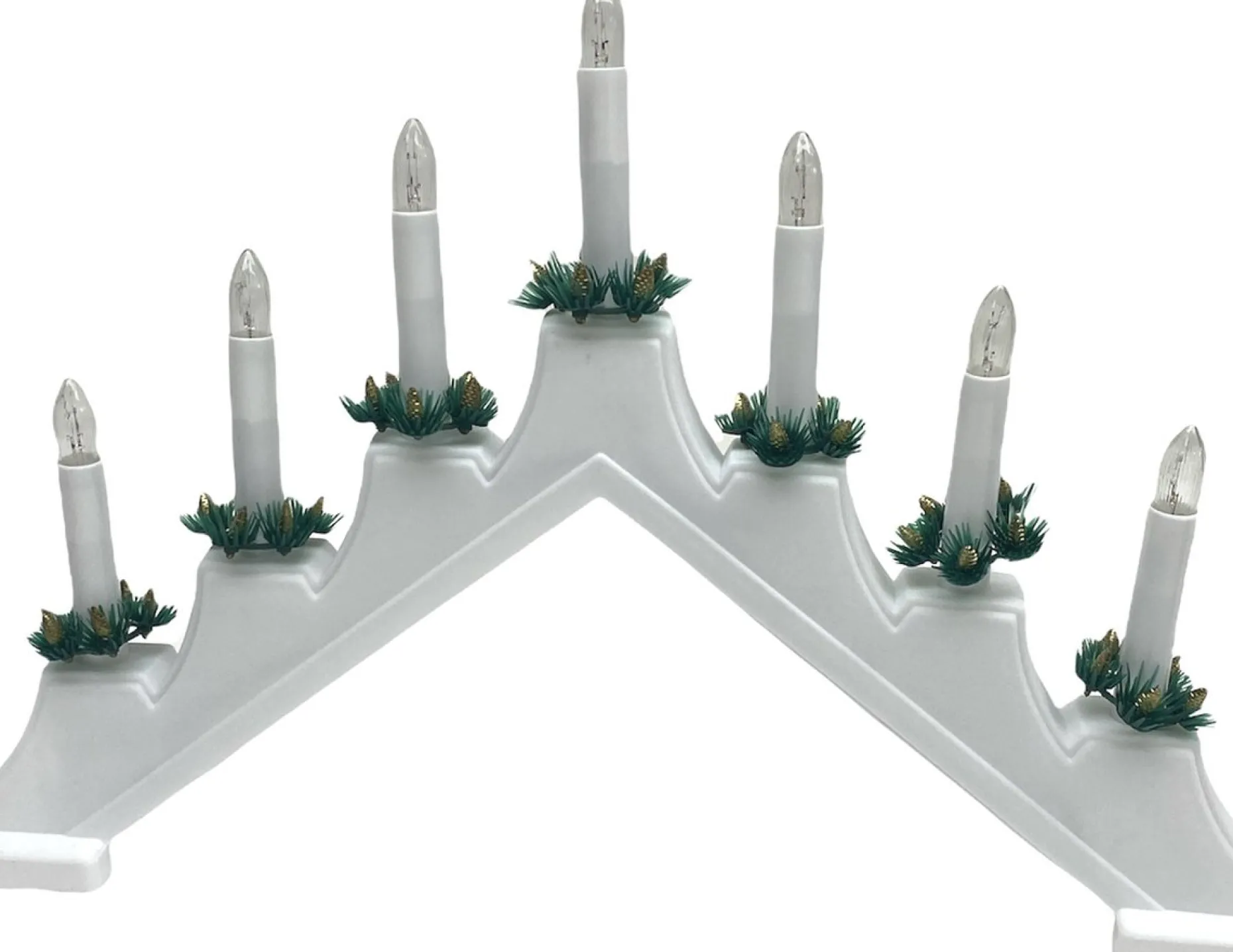 Christmas Decoration Verlichte Kerstfiguren^ Kaarsenbrug - 41 X 6 X 30 Cm -Hout - Wit -7 Leds