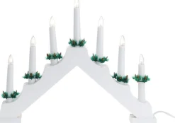 Christmas Decoration Verlichte Kerstfiguren^ Kaarsenbrug - 41 X 6 X 30 Cm -Hout - Wit -7 Leds