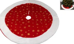 Christmas Decoration Kerstboomstandaarden^ Kerstboomrok - Velvet -Rood Met Sterren - D90 Cm