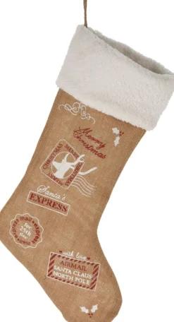Merkloos Christmas Decoration Kerstsokken - 2X St Te Rand - H52 Cm - Jute/Polyester Fashion