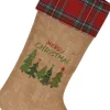 Merkloos Christmas Decoration Kerstsok - Geruite Rand - H52 Cm - Jute/Polyester Store