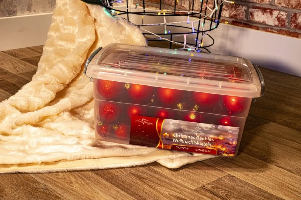 Christmas gifts Kerstballen Set In Opbergbox - 70 Kerstballen - Plastic/Kunststof - O4/5/6 Cm - Mat/ Glanzend/ Glitter Best