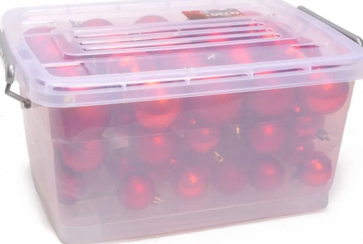 Christmas gifts Kerstballen Set In Opbergbox - 70 Kerstballen - Plastic/Kunststof - O4/5/6 Cm - Mat/ Glanzend/ Glitter Best