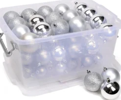 Christmas gifts 70 Kerstballen In Opbergbox - Kunststof Kerstballen - O4/5/6 Cm - Mat/ Glanzend/ Glitter Fashion