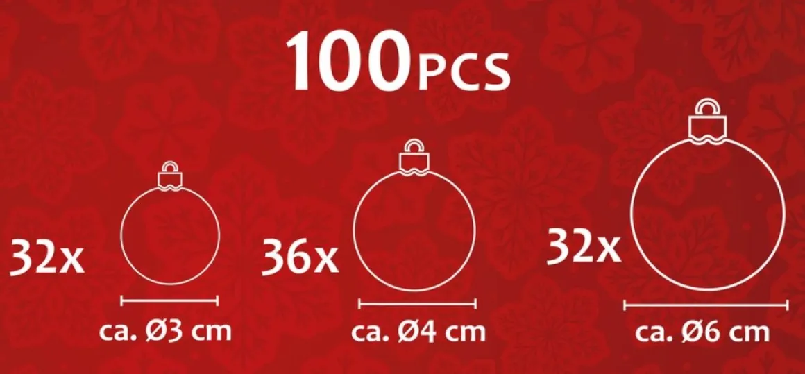Christmas gifts Kerstballenset - 100 Stuks - 3/4/6Cm Clearance
