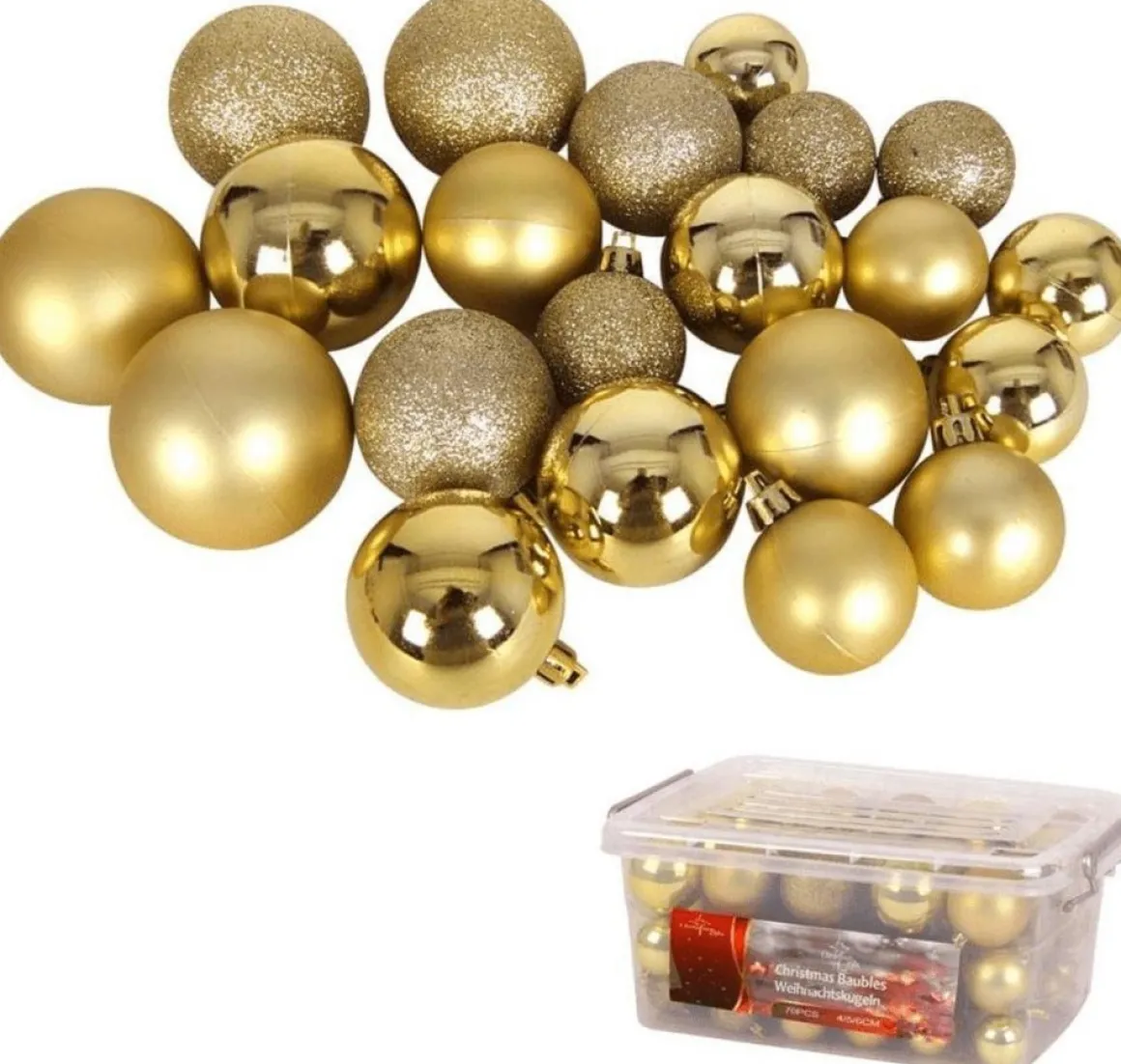 Christmas gifts Kerstballen Set In Opbergbox - 70 Kerstballen - Plastic/Kunststof - O4/5/6 Cm - Mat/ Glanzend/ Glitter Shop