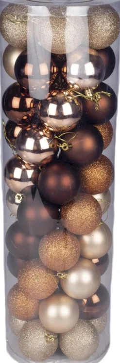 Christmas gifts Kerstballen Set 50 Stuks - Bruin/Goud - Mat - Glanzend - Met Glitter Cheap