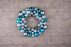 Christmas gifts Kerstkrans - O 36 Cm - 55 Ballen - Blauw - Pvc Fashion