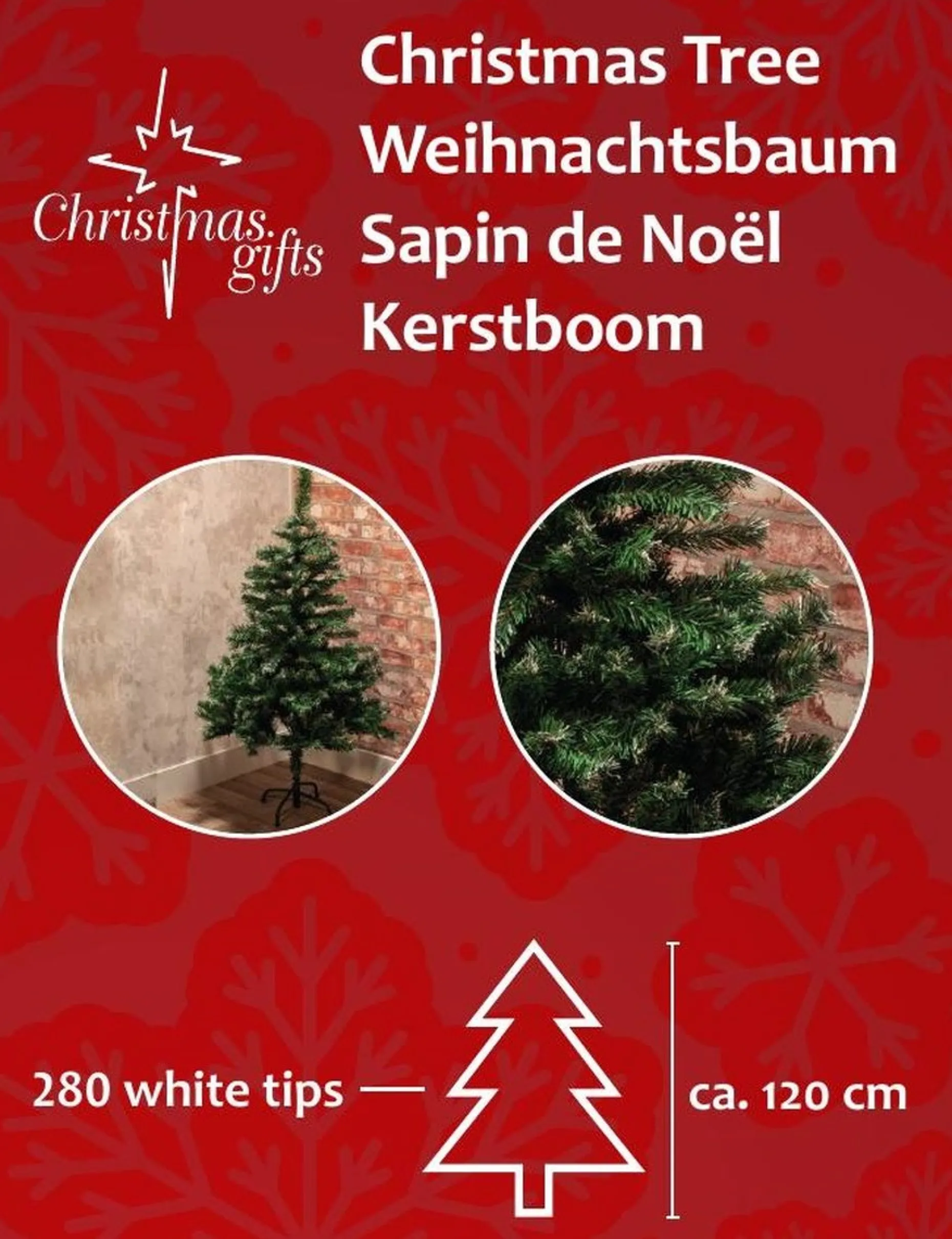 Christmas gifts Kunstkerstbomen^ Zilverspar Kunstkerstboom - 120 Cm - 280 Toppen Met Sneeuw