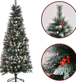 ChristmasGoodz Kunstkerstbomen^ - Kunstkerstboom - Kerstboom - Met Versiering - Kunstkerstboom Met Sneeuw - 180 Cm