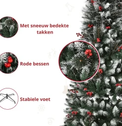 ChristmasGoodz Kunstkerstbomen^ - Kunstkerstboom - Kerstboom - Met Versiering - Kunstkerstboom Met Sneeuw - 180 Cm