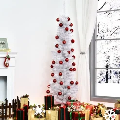 ChristmasGoodz Kunstkerstbomen^ - Kunstkerstboom - Smalle Kunstkerstboom - Smalle Kerstboom - Wit - 180 Cm