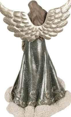 Clayre u0026 Eef Clayre & Eef Beeld Engel 24 Cm Grijs Polyresin Kerstfiguren Discount