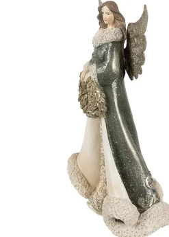 Clayre u0026 Eef Clayre & Eef Beeld Engel 24 Cm Grijs Polyresin Kerstfiguren Discount