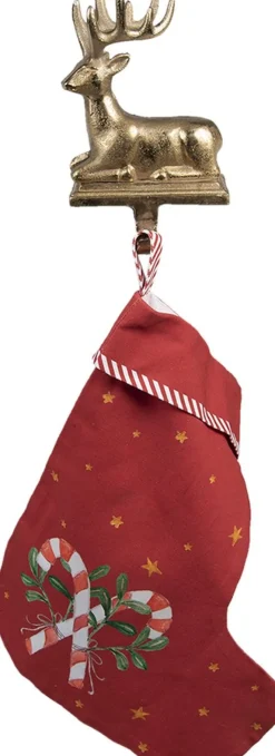 Clayre u0026 Eef Clayre & Eef Haak Kerstsok Rendier 21 Cm Goudkleurig Aluminium Sale