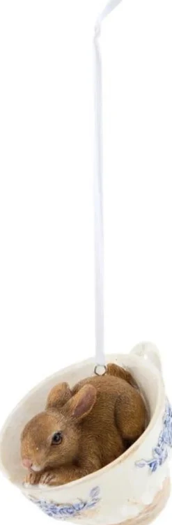 Clayre u0026 Eef Clayre & Eef Hanger 9X7X7 Cm Bruin Wit Kunststof Rond Paasdecoratie Outlet