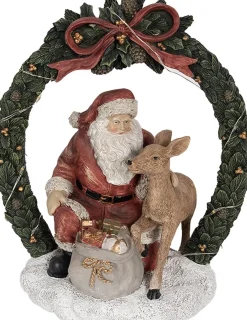 Clayre u0026 Eef Clayre & Eef Kerstdecoratie Met Led-Verlichting Kerstman 23 Cm Rood Polyresin Sale