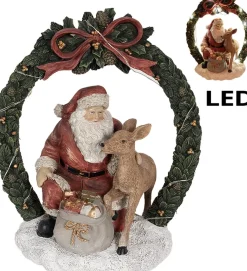 Clayre u0026 Eef Clayre & Eef Kerstdecoratie Met Led-Verlichting Kerstman 23 Cm Rood Polyresin Sale