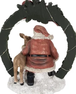 Clayre u0026 Eef Clayre & Eef Kerstdecoratie Met Led-Verlichting Kerstman 23 Cm Rood Polyresin Sale