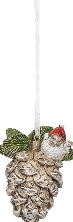 Clayre u0026 Eef Clayre & Eef Kersthanger Dennenappel 5X4X7 Cm Bruin Kunststof Kerstbal Clearance