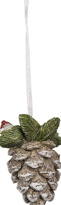 Clayre u0026 Eef Clayre & Eef Kersthanger Dennenappel 5X4X7 Cm Bruin Kunststof Kerstbal Clearance