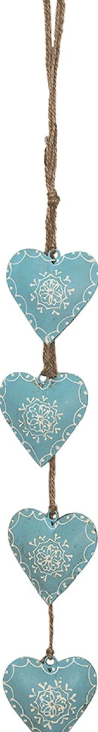 Clayre u0026 Eef Clayre & Eef Kersthanger Harten 8X60 Cm Blauw Ijzer Bloem Kerstbal New
