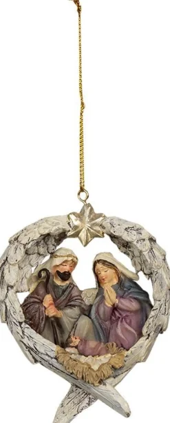Clayre u0026 Eef Clayre & Eef Kersthanger Kerstgroep 8X3X10 Cm Grijs Beige Kunststof Kerstbal Cheap