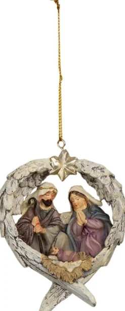 Clayre u0026 Eef Clayre & Eef Kersthanger Kerstgroep 8X3X10 Cm Grijs Beige Kunststof Kerstbal Cheap