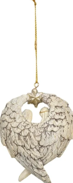 Clayre u0026 Eef Clayre & Eef Kersthanger Kerstgroep 8X3X10 Cm Grijs Beige Kunststof Kerstbal Cheap